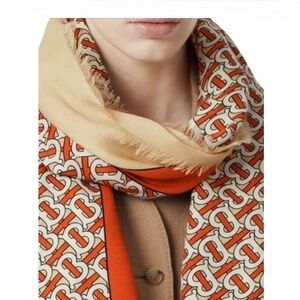 Burberry Monogram Print Leight Weight 100% Cashmere scarf
